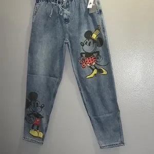 Disney Jeans New Mickey And Minnie Mouse Drawstring Denim Pants For Women By Our Poshmark